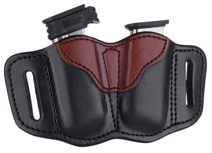 Picture of 1791 Gunleather Mag21blba Mag2.1 Double Mag Holster Brown/Black Leather Belt Slide Belts 1.50" Wide Compatible W/ Single Stack Ambidextrous 