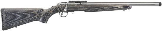 Picture of Ruger 8369 American Rimfire Target Full Size 17 Hmr 9+1 18" Satin Stainless Threaded Bull Barrel, Satin Stainless Scope Rail Receiver, Black Laminate Fixed Stock, Right Hand 