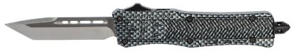 Picture of Cobratec Knives Scfctk1stns Ctk-1 Small 2.75" Otf Tanto Plain D2 Steel Blade/Carbon Fiber Aluminum Handle Features Glass Breaker Includes Pocket Clip 