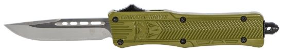 Picture of Cobratec Knives Sodctk1sdns Ctk-1 Small 2.75" Otf Drop Point Plain D2 Steel Blade/Od Green Aluminum Handle Features Glass Breaker Includes Pocket Clip 