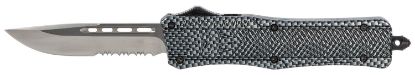 Picture of Cobratec Knives Mscftk1mds Ctk-1 Medium 3" Otf Drop Point Part Serrated D2 Steel Blade/ Carbon Fiber Aluminum Handle Features Glass Breaker Includes Pocket Clip 