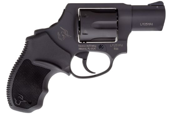 Picture of Taurus 2856021Ch 856 38 Special +P Caliber With 2" Barrel, 6Rd Capacity Cylinder, Overall Matte Black Metal Finish, Concealed Hammer Frame & Finger Grooved Black Rubber Grip 