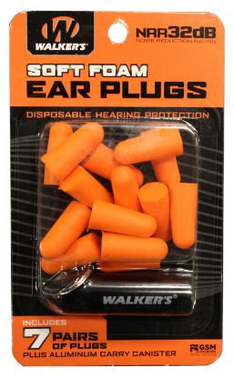 Picture of Walker's Gwpplgcanor Foam Ear Plugs 32 Db Orange Adult 7 Pair 