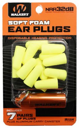 Picture of Walker's Gwpplgcanyl Foam Ear Plugs 32 Db Yellow Adult 7 Pair 