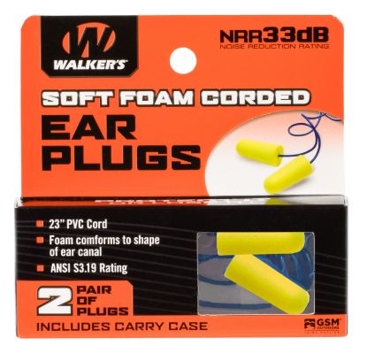 Picture of Walker's Gwpepcordyl Corded Foam Ear Plugs 32 Db In The Ear Yellow Adult 2 Pair 