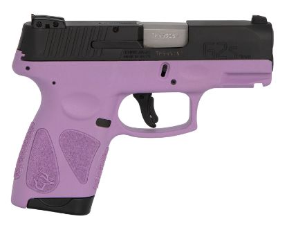 Picture of Taurus 1G2s931lp G2s Compact Frame 9Mm Luger 7+1 3.26" Matte Stainless Steel Barrel, Matte Black Serrated Alloy Steel Slide, Light Purple Polymer Frame W/Picatinny Rail & Polymer Grip, Right Hand 