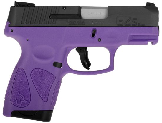 Picture of Taurus 1G2s931dp G2s Compact Frame 9Mm Luger 7+1 3.26" Matte Stainless Steel Barrel, Matte Black Serrated Alloy Steel Slide, Dark Purple Polymer Frame W/Picatinny Rail & Polymer Grip, Right Hand 