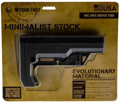 Picture of Mission First Tactical Bmsmilexd Battlelink Extreme Duty Minimalist Stock Collapsible Black Synthetic For Ar-15, M16, M4 With Mil-Spec Tube (Tube Not Included) 