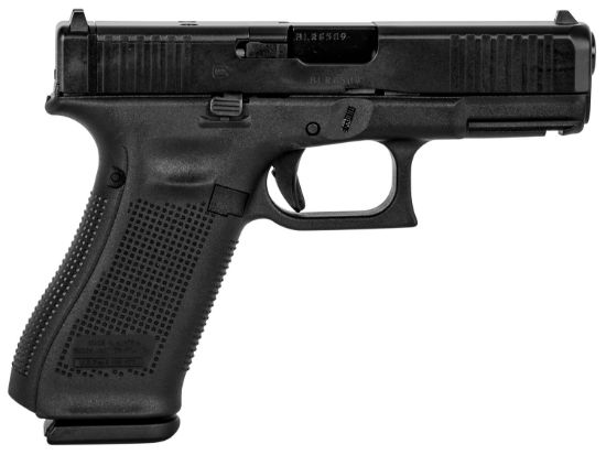 Picture of Glock Pa455s203mos G45 Gen5 Compact Mos 9Mm Luger 4.02" 17+1 Black Black Ndlc Steel With Front Serrations & Mos Cuts Slide Black Rough Texture Interchangeable Backstraps Grip 