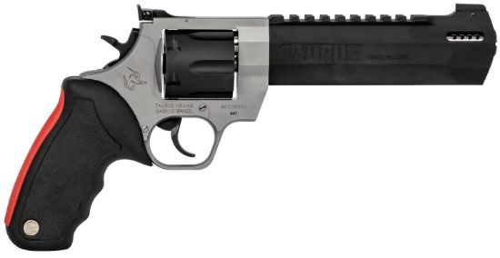 Picture of Taurus 2440065Rh Raging Hunter 44 Rem Mag 6Rd 6.75" Matte Black Oxide Cylinder & Barrel Matte Stainless Steel Frame Black Rubber With Integrated Red Cushion Insert Grip 