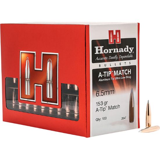 Picture of Hornady 2638 A-Tip Match 6.5 Creedmoor .264 153 Gr A Tip Match 100 Per Box/ 10 Case 