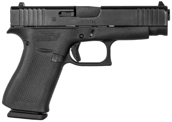 Picture of Glock Pa4850201 G48 Gen5 Slim Compact 9Mm Luger 10+1 4.17" Black Gmb Barrel, Black Ndlc Serrated Slide, Black Polymer Frame W/Beavertail, Black Textured Polymer Grip 