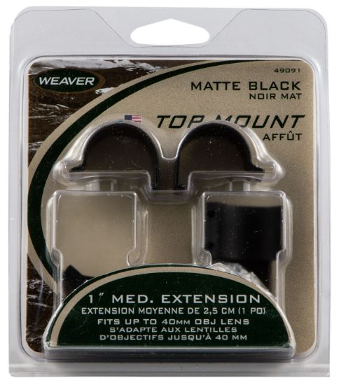 Picture of Weaver Mounts 49091 Detachable Top Mount Extension Rings Matte Black 1" Medium 