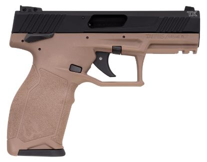 Picture of Taurus 1Tx22141f10 Tx22 22 Lr 10+1 4.10" Matte Black Steel/Threaded Barrel, Black Hard Coat Anodized Serrated Slide, Flat Dark Earth Polymer Frame W/Picatinny Rail, Fde Polymer Grips 