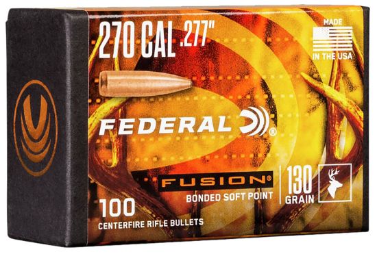 Picture of Federal Fb277f2 Fusion Component 270 Win .277 130 Gr Fusion Soft Point 100 Per Box/ 4 Case 