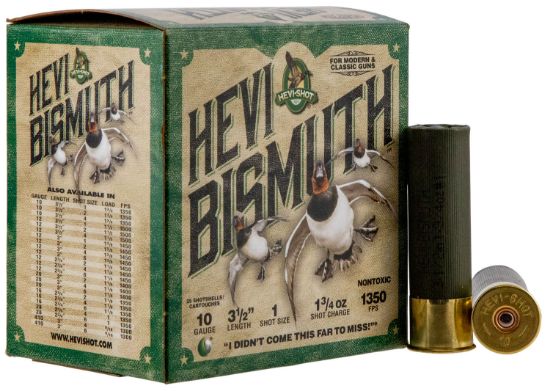 Picture of Hevi-Shot Hs15501 Hevi-Bismuth 10 Gauge 3.50" 1 3/4 Oz Bismuth 1 Shot 25 Per Box/ 10 Case 