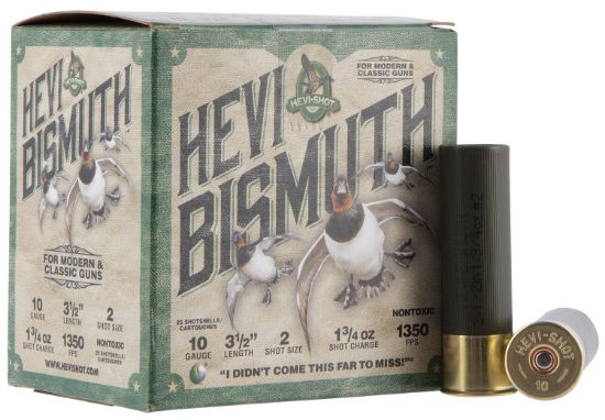 Picture of Hevi-Shot Hs15502 Hevi-Bismuth 10 Gauge 3.50" 1 3/4 Oz Bismuth 2 Shot 25 Per Box/ 10 Case 