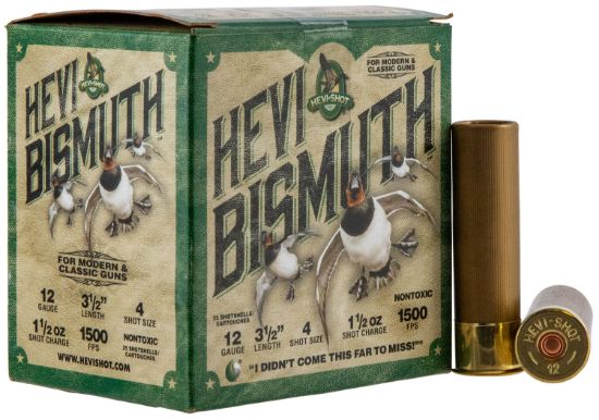 Picture of Hevi-Shot Hs14504 Hevi-Bismuth 12 Gauge 3.50" 1 1/2 Oz Bismuth 4 Shot 25 Per Box/ 10 Case 