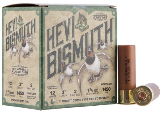 Picture of Hevi-Shot Hs14002 Hevi-Bismuth 12 Gauge 3" 1 3/8 Oz Bismuth 2 Shot 25 Per Box/ 10 Case 