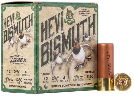 Picture of Hevi-Shot Hs14704 Hevi-Bismuth 12 Gauge 2.75" 1 1/4 Oz Bismuth 4 Shot 25 Per Box/ 10 Case 