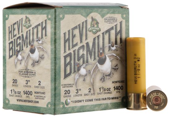 Picture of Hevi-Shot Hs17002 Hevi-Bismuth 20 Gauge 3" 1 1/8 Oz Bismuth 2 Shot 25 Per Box/ 10 Case 