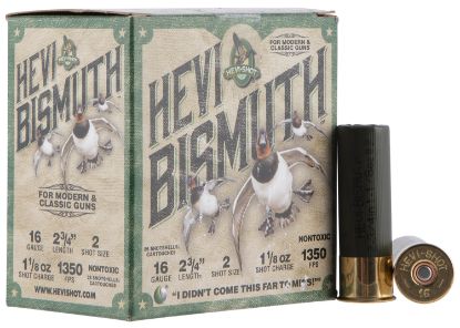 Picture of Hevi-Shot Hs16702 Hevi-Bismuth 16 Gauge 2.75" 1 1/8 Oz Bismuth 2 Shot 25 Per Box/ 10 Case 