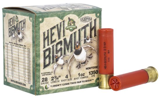 Picture of Hevi-Shot Hs18704 Hevi-Bismuth 28 Gauge 2.75" 1 Oz Bismuth 4 Shot 25 Per Box/ 10 Case 