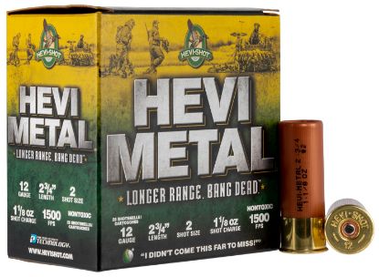 Picture of Hevi-Metal Hs38702 Hevi-Metal Longer Range 12 Gauge 2.75" 1 1/8 Oz 2 Shot 25 Per Box/ 10 Case 