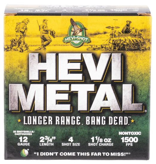 Picture of Hevi-Metal Hs38704 Hevi-Metal Longer Range 12 Gauge 2.75" 1 1/8 Oz 4 Shot 25 Per Box/ 10 Case 