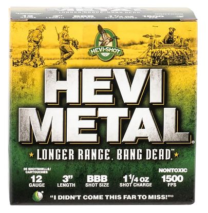 Picture of Hevi-Metal Hs38008 Hevi-Metal Longer Range 12 Gauge 3" 1 1/4 Oz Bbb Shot 25 Per Box/ 10 Case 