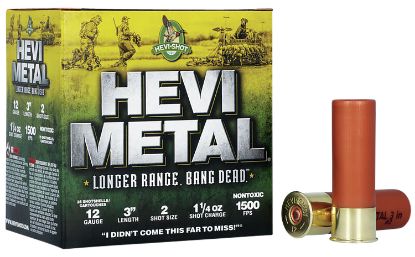 Picture of Hevi-Metal Hs38002 Hevi-Metal Longer Range 12 Gauge 3" 1 1/4 Oz 2 Shot 25 Per Box/ 10 Case 