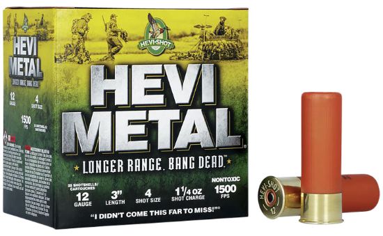 Picture of Hevi-Metal Hs38004 Hevi-Metal Longer Range 12 Gauge 3" 1 1/4 Oz 4 Shot 25 Per Box/ 10 Case 