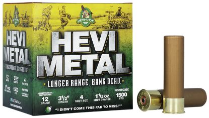 Picture of Hevi-Metal Hs38504 Hevi-Metal Longer Range 12 Gauge 3.50" 1 1/2 Oz 4 Shot 25 Per Box/10 Case 