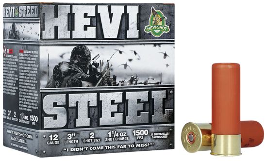 Picture of Hevi-Shot Hs60002 Hevi-Steel 12 Gauge 3" 1 1/4 Oz 2 Shot 25 Per Box/ 10 Case 