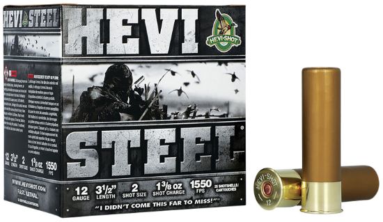 Picture of Hevi-Shot Hs65002 Hevi-Steel 12 Gauge 3.50" 1 3/8 Oz 2 Shot 25 Per Box/ 10 Case 