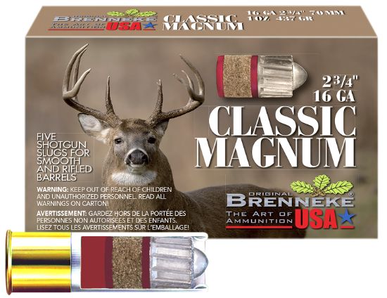 Picture of Brenneke Sl162clm Classic Magnum 16 Gauge 2.75" 1 Oz Slug Shot 5 Per Box/ 50 Case 