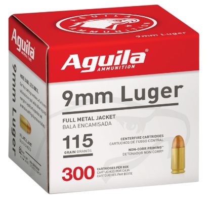Picture of Aguila 1E097700 Target & Range Handgun 9Mm Luger 115Gr Full Metal Jacket 300 Per Box/4 Case 