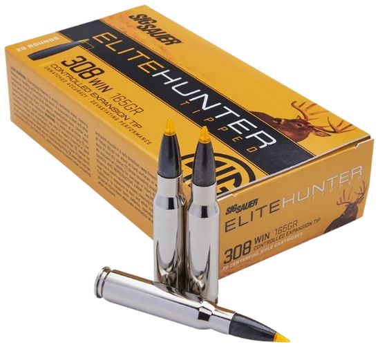 Picture of Sig Sauer E308th220 Elite Hunter Tipped 308 Win 165 Gr Controlled Expansion Tip 20 Per Box/ 10 Case 