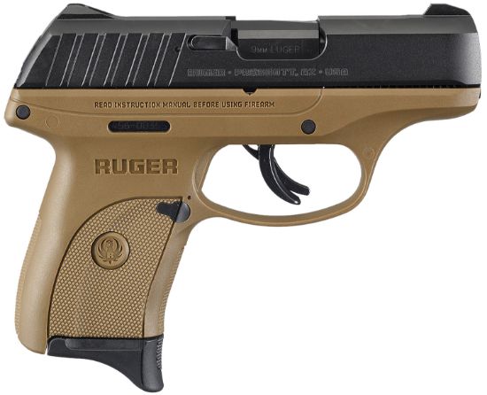 Picture of Ruger 3297 Ec9s 9Mm Luger Black Oxide Alloy Steel 3.12" Barrel 7+1, Flat Dark Earth High Performance Glass-Filled Nylon Frame, Black Oxide Hardened Alloy Steel Slide 