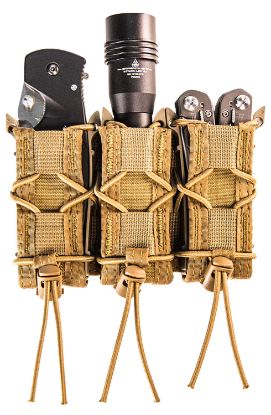 Picture of High Speed Gear 11Pt03cb Taco Mag Pouch Triple Coyote Brown Nylon Molle Belts 2" Wide Compatible W/ Pistol 