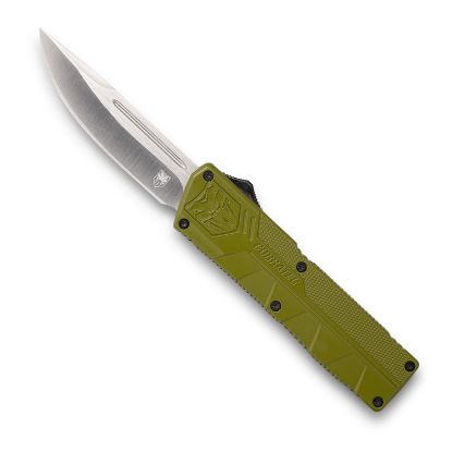 Picture of Cobratec Knives Odctlwdns Lightweight 3.25" Otf Drop Point Plain D2 Steel Blade/Od Green Aluminum Handle Includes Pocket Clip 