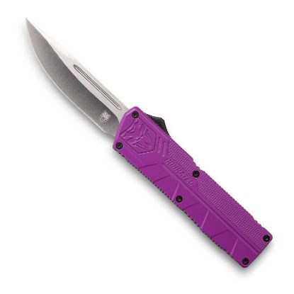 Picture of Cobratec Knives Purctlwdns Lightweight 3.25" Otf Drop Point Plain D2 Steel Blade/Purple Aluminum Handle Includes Pocket Clip 