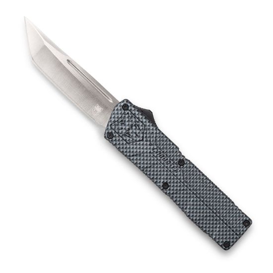 Picture of Cobratec Knives Cfctlwtns Lightweight 3.25" Otf Tanto Plain D2 Steel Blade/Carbon Fiber Aluminum Handle Includes Pocket Clip 
