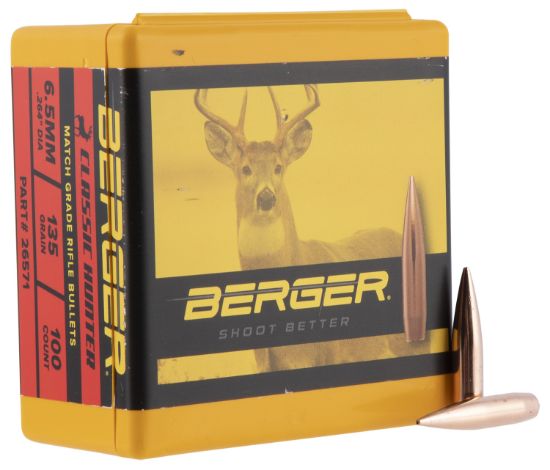 Picture of Berger Bullets 26571 Classic Hybrid Hunter Match Grade 6.5 Creedmoor .264 135 Gr Boat Tail 100 Per Box 