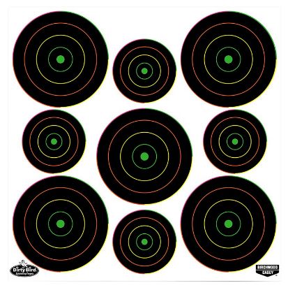 Picture of Birchwood Casey 35828 Dirty Bird Bullseye Tagboard Hanging Pistol/Rifle Black/Green 20 Per Pkg 