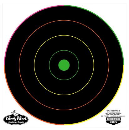 Picture of Birchwood Casey 35820 Dirty Bird 8" Bullseye Tagboard Hanging Pistol/Rifle Black/Green 20 Per Pkg 