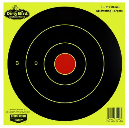 Picture of Birchwood Casey 35950 Dirty Bird Bullseye Paper Hanging Pistol/Rifle Black/Yellow 50 Per Pkg 