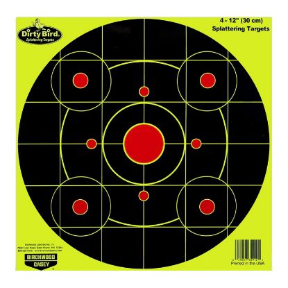 Picture of Birchwood Casey 35912 Dirty Bird Sight-In Circle Paper Hanging Pistol/Rifle 12" Black/Red 4 Per Pkg 