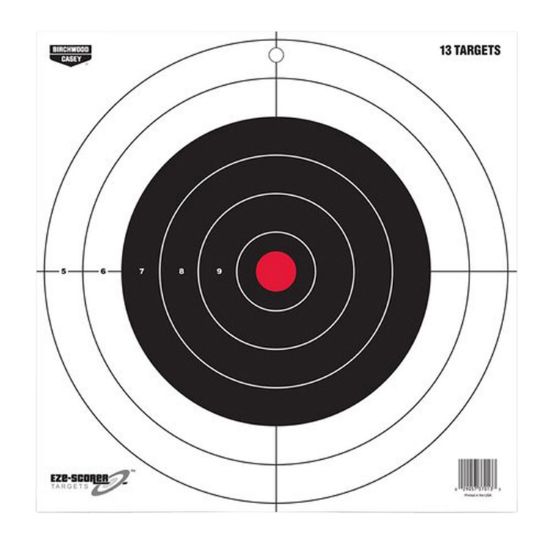 Picture of Birchwood Casey 37013 Eze-Scorer 12" Bullseye Paper Hanging Pistol/Rifle Black/Red 13 Per Pkg 