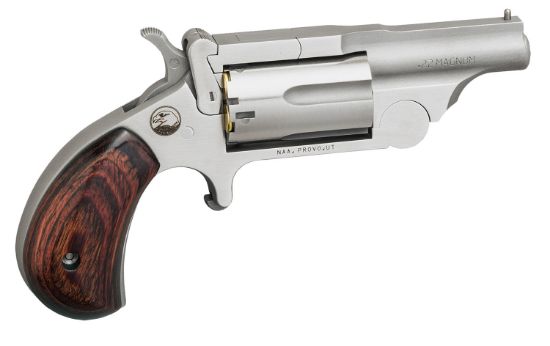 Picture of North American Arms 22Mr Ranger Ii 22 Wmr Caliber With 1.63" Barrel, 5Rd Capacity Cylinder, Overall Stainless Steel Finish & Rosewood Birdshead Grip 